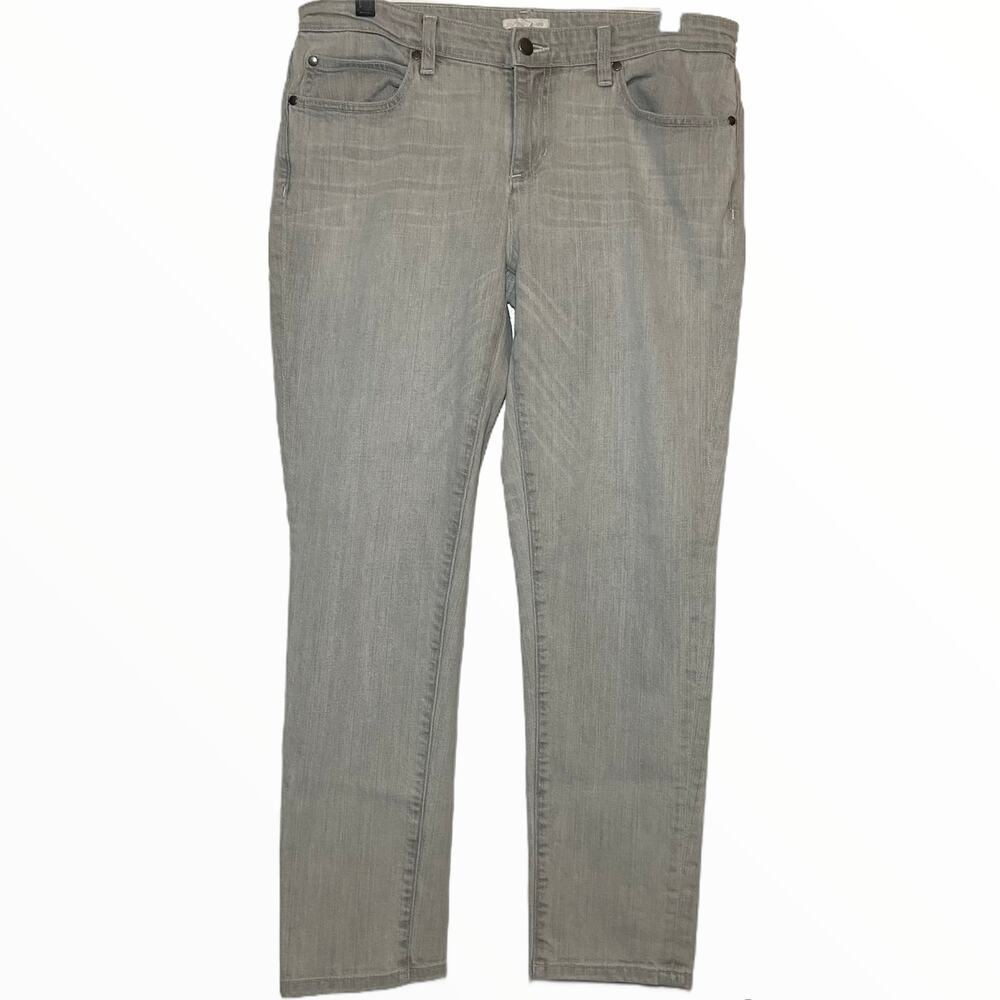 Eileen Fisher Slim Straight Jeans Organic Cotton 5-Pocket Light Gray Wash 8